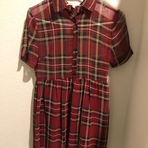Plaid Collar Dress (maroon and black & yellow)